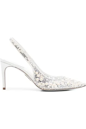 RENE CAOVILLA Pärlprydda pumps i bast 80 mm