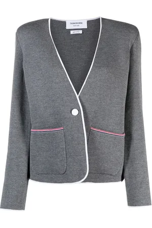 Thom Browne Kraglös jacka med kontrastkant