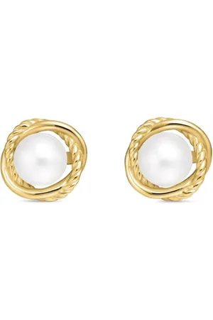 David Yurman Crossover Infinity pärlörhängen i 18K gult guld (10 mm)