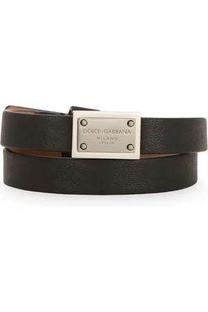Dolce & Gabbana Läderarmband med logotypplakett