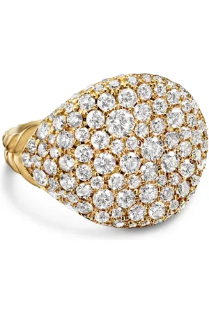 David Yurman Chevronmönstrad lillfingerring i 18K gult guld med diamant (13 mm)