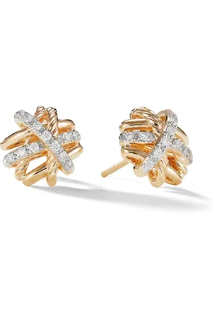 David Yurman Crossover diamantörhängen i 18K gult guld (11 mm)