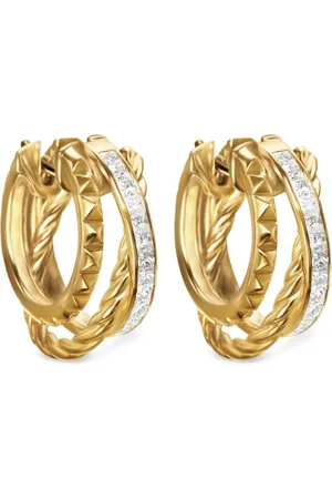 David Yurman Crossover diamanthoops i 18K gult guld (18 mm)
