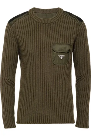 Prada Kashmirtröja med logotypapplikation