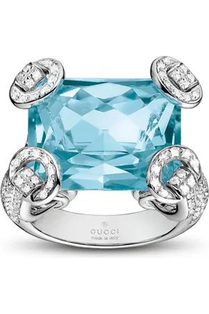 Gucci Horsebit diamantring i 18K vitguld med topas