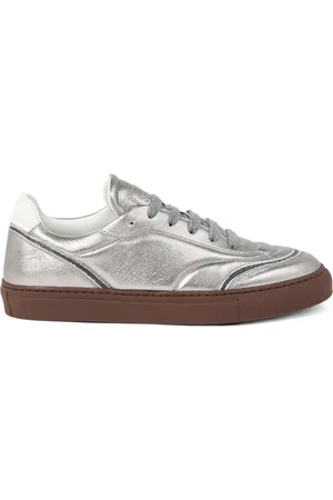 Brunello Cucinelli Lädersneakers med laméeffekt