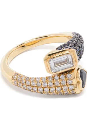 Shay Mixed Bypass lillfingerring i 18K gult guld med diamant och safir