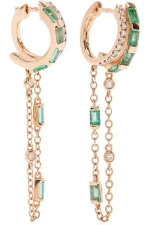 Shay Hoops i 18K gult guld med diamant och smaragd