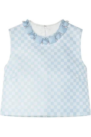 VERSACE Rutig pärlprydd croptop