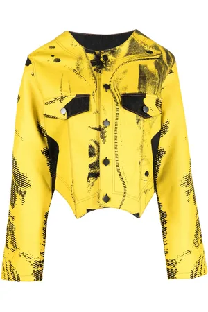 Feben Asymmetrisk jeansjacka med grafiskt tryck