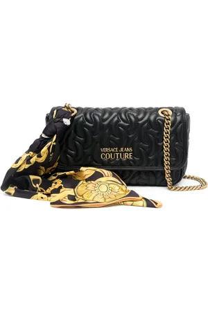 VERSACE Quiltad axelremsväska med logotypplakett