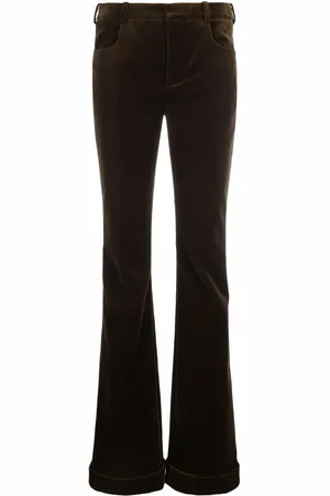 Saint Laurent Utsvängda sammetsbyxor