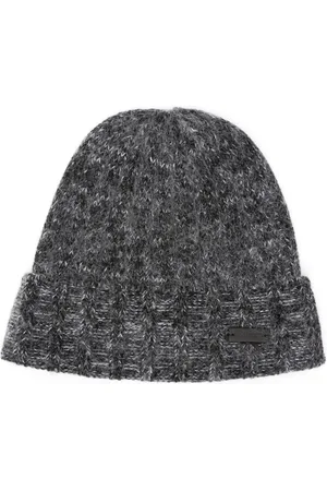 Saint Laurent Stickad mössa med logotypplakett