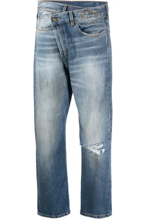 R13 Croppade stentvättade jeans