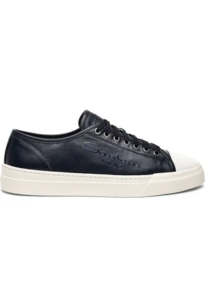 santoni Platålädersneakers med präglad logotyp