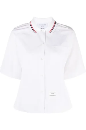 Thom Browne Plisserad bomullsskjorta med nitar