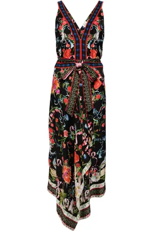 Marchesa Notte Byrn blommig midiklänning