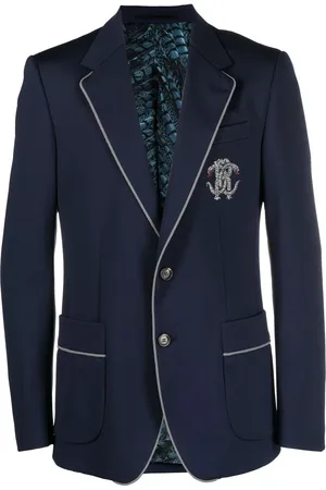 Roberto Cavalli Enkelknäppt blazer med broderat monogram