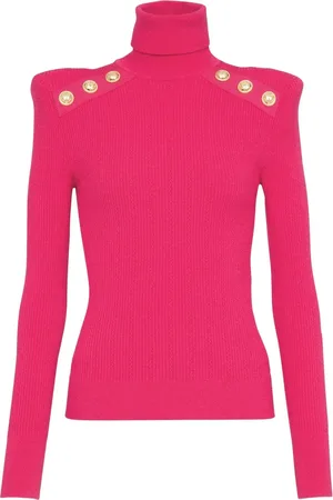 Balmain Tröja med vadderade axlar och rullkrage