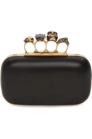 Alexander McQueen Kuvertväska med fyra ringar och dödskalle i läder