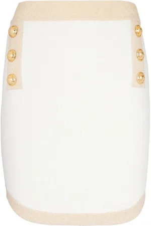Balmain Stickad kjol med knappar