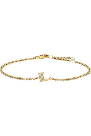 David Yurman Petite Pavé Initial diamantarmband i 18K gult guld