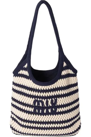 Miu Miu Ivy randig virkad totebag