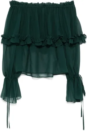 Saint Laurent Sidenblus med volang