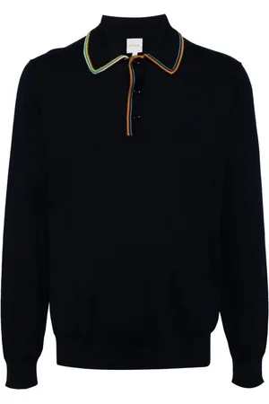 Paul Smith Stickad pikétröja med randig kant