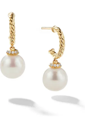 David Yurman Solari diamantörhängen i 18K gult guld med pärla (22 mm)