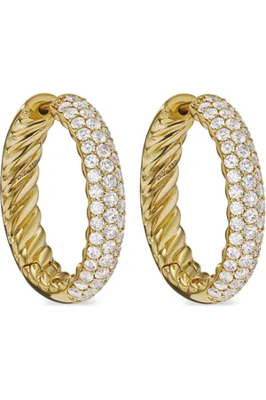 David Yurman DY Mercer hoop i 18K gult guld med diamant (25,4 mm)