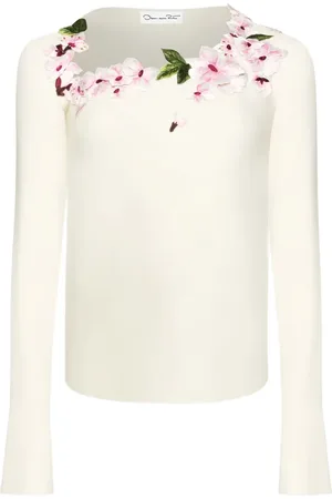 Oscar de la Renta Blommig långärmad blus