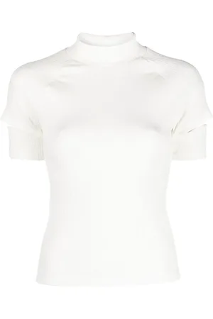 Helmut Lang Ribbad topp med utskuren ärm