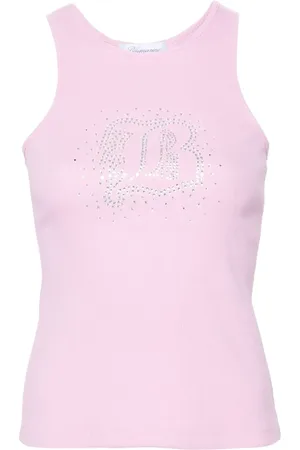BLUMARINE Finribbat linne med strass