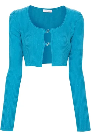 BLUMARINE Kort ribbstickad kofta
