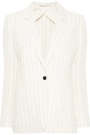 Max Mara Kritstrecksrandig enkelknäppt blazer