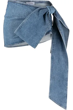 BLUMARINE Kort jeanskjol med stor rosett