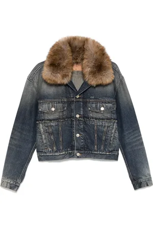 Balenciaga Jeansjacka med konstpälskrage