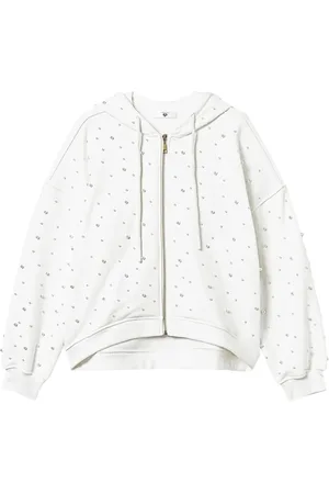 Twin-Set Hoodie med konstpärlor
