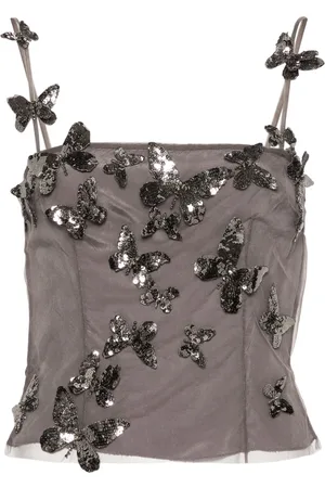 BLUMARINE Croptop med paljetter och fjärilar