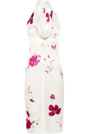 BLUMARINE Blommig klänning med halterneck