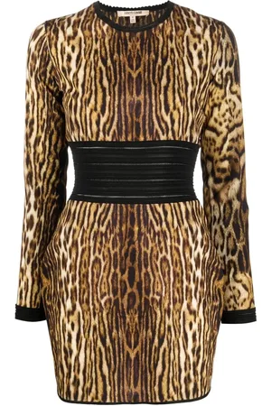 Roberto Cavalli Leopardmönstrad tajt miniklänning