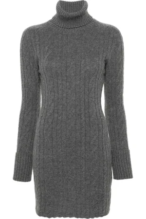BLUMARINE Kabelstickad klänning med rullkrage