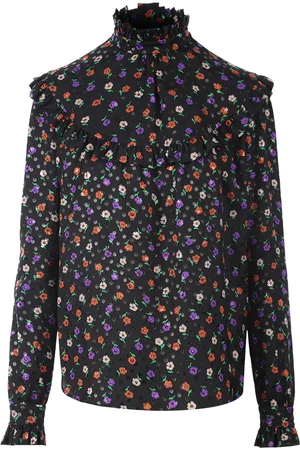 Saint Laurent Långärmad blommig blus