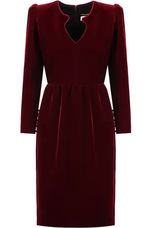 Saint Laurent Långärmad knälång klänning