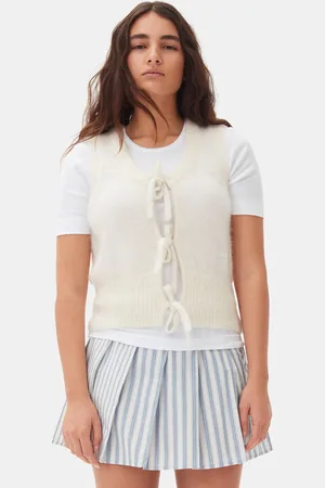 Ganni Off-white Tie String väst in White