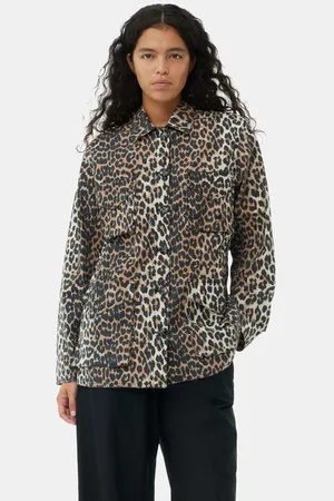 Ganni Leopard Cotton Canvas jacka in