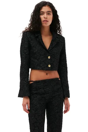 Ganni Långärmad Stretch Jacquard croppad kavaj in