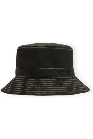 Ganni Bucket hat med gula stygn in