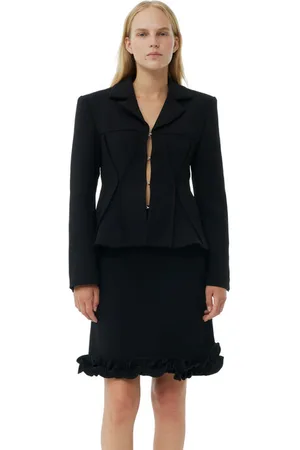 Ganni Bonded Crepe Fitted blazer in